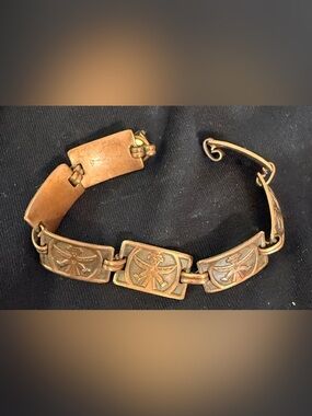 Vintage copper bracelet with Kachina design